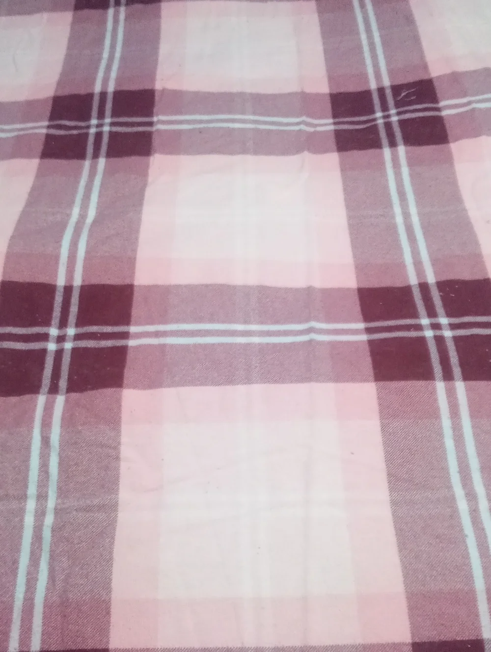 Plaid Pink and Maroon Flannel Sheet Set